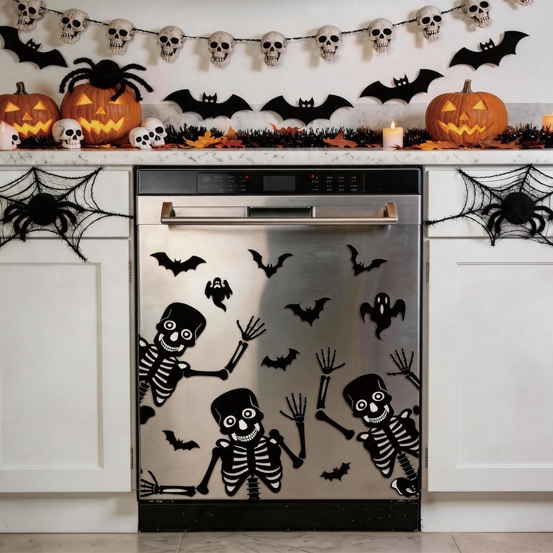 Halloween Dishwasher Magnets Dancing Skeleton Ghost Bat Decor