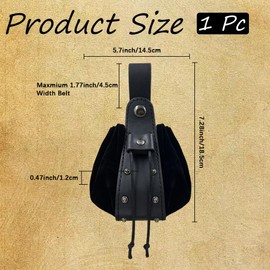 CALFOVERA Renaissance Belt Pouch Medieval Portable Coin Purse Middle Ages PU Leather Drawstring Rivet Pouch Vintage Viking Storage Waist Pack Bag for Men Women Costume LARP Ren Faire(Black)