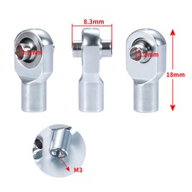 MORFUM 10Pcs RC Link Tie Ball Joint M3 Ball Head Metal Rod Ends Tie Rod End Ball Joint Link Ball Head Holder for 1/10 Tra-xxas Slash 4x4 Telluride Stampede Rustler RC Crawler Car Upgrade (Silver)