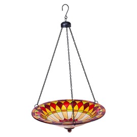 Evergreen Garden Colorful Hanging Glass Birdbath (Tiffany)