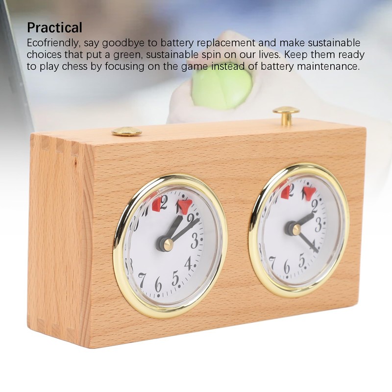 Wooden Mechanical Chess Clock, Quartz Analog Timer Chess Clock Timer,