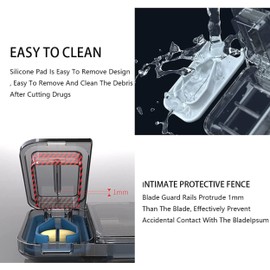 Cortador de Pastillas Con Doble Navaja de Acero Inoxidable para Cortar pildoras, Tabletas, Medicamentos - Triturador de pastillas6 (Gris)