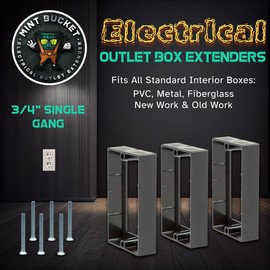 Mint Bucket Brands 3/4" Single Gang Outlet Box Extenders, UL Listed, Electrical Box Extender for Outlets & Switches, Pack of 3