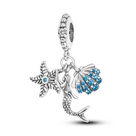 PANPOKI Sea Turtle 925 Sterling Silver Charms for Bracelets and Necklace Dangle Pendants Starfish Seashell Dolphin Shark Bead Jewelry Present for Women Family Friends