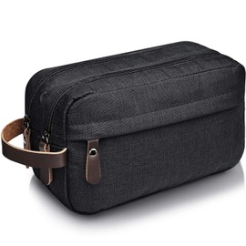 WANDF Toiletry Bag Small Nylon Dopp Kit Shaving Kit Lightweight Shaving Bag for Men and Women (B-Black)