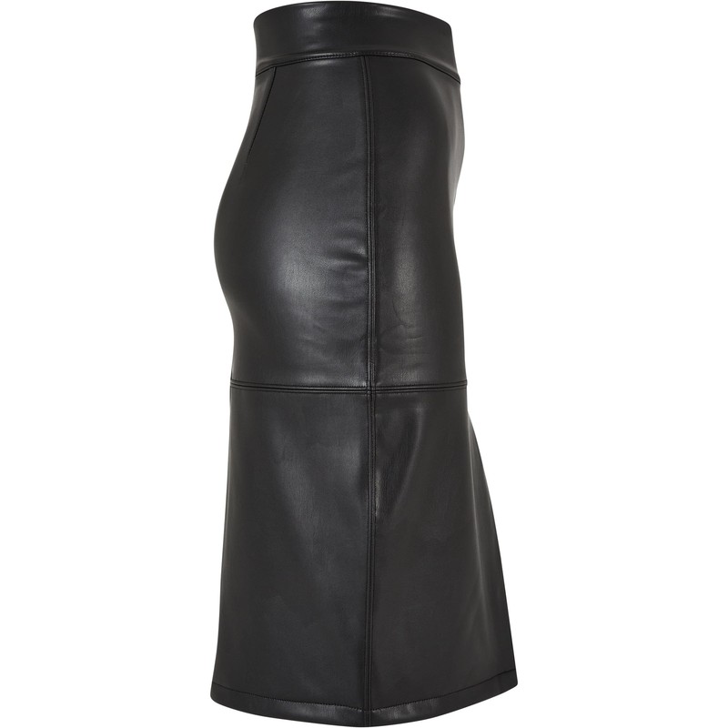 Urban Classics Women's Synthetic Leather Pencil Skirt, black
