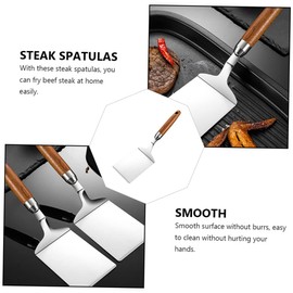 KONTONTY 2Pcs Stainless Steel Steak Spatulas with Ergonomic Handle for BBQ Grilling Teppanyaki and Cooking Durable Kitchen Utensils for Home and Restaurant Use