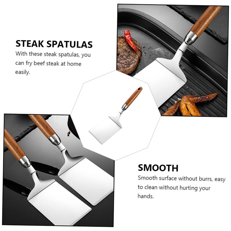 KONTONTY 2Pcs Stainless Steel Steak Spatulas with Ergonomic Handle for