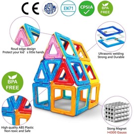 Jasonwell 42Pcs Magnetic Tiles Building Blocks Set for Boys Girls Preschool Educational Construction Kit Magnet Stacking Toys for Kids Toddlers Children Age 3 4 5 6 7 8 Year Old