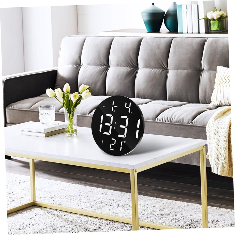 ULTECHNOVO Large LED Wall Clock with Remote Control Round Digital