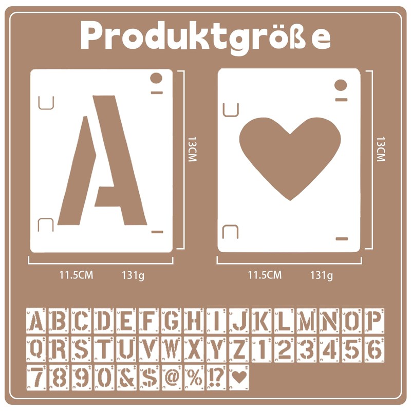 Diffaxy Letter and Number Stencils, Pack of 42 Reusable Stencils