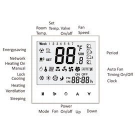 Four Pipe Wifi Voice Intelligent Room Thermostat Digital Programmable Temperature Controller for Air Conditioner (BAC-3000ELW, Black)