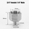 5PCS SS 304 1/4" Male to 3/4” Female NPT Threaded