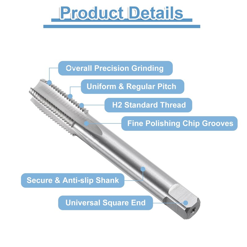 sourcing map 2pcs Straight Flute Thread Tap, 1/4-18 NPS Screw
