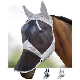 Harrison Howard, maschera anti-mosche con rete di nylon, anti-UV, protezioni imbottite per le orecchie rivestite di pile, colore argentato, Silver