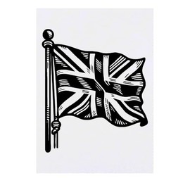 'Union Jack On Flag Pole' Temporary Tattoo - Water Resistant, Skin-Safe, Non-Toxic Transfer (TO00076023)