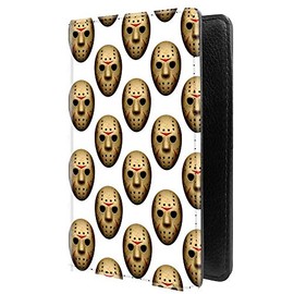 PU Leather Passport Holder Travel Wallet RFID Blocking Card Case Cover With Unique Pattern (Scary Hockey Mask £