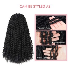 Pelokaa Passion Twist Hair - 14 Inch 6packs Natural Black Water Wave Crochet Braids Synthetic Braiding Hair Extensions (14 Inch, 1B - 6P)