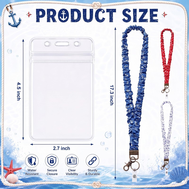 Cindeer 3 Pack Cruise Lanyards Scrunchie Lanyard for Ship Cards,
