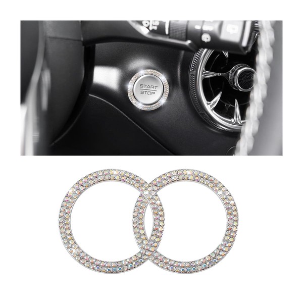 XINLIYA Crystal Double Rhinestone Car Engine Start Stop Decoration Ring,