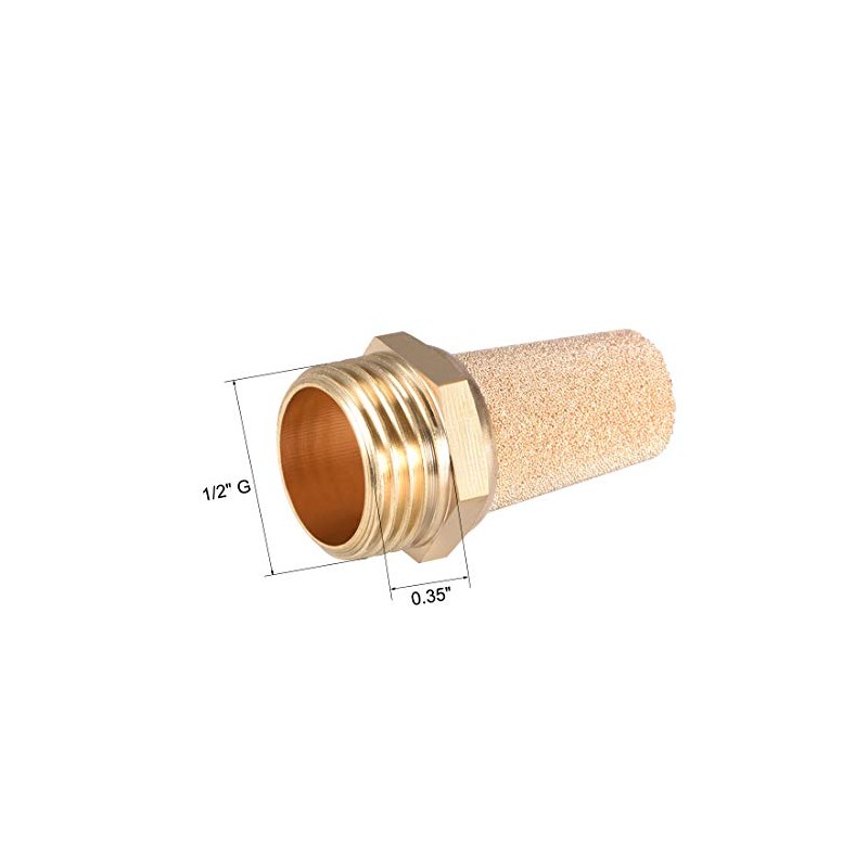sourcing map Brass Exhaust Silencer G1/2 Plug Thread Bronze Brass