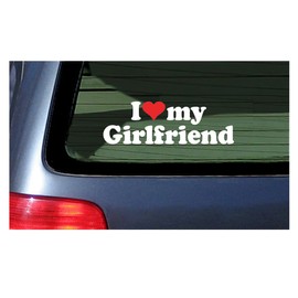 I Love My Girlfriend ~ White Car Window Sticker with Red Heart Vinyl Lettering Stickers