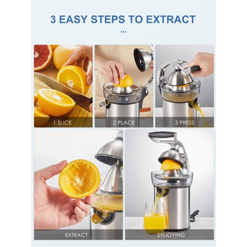 Electric Citrus Juicer Squeezer, Reemix Powerful Orange Juicer with Zine