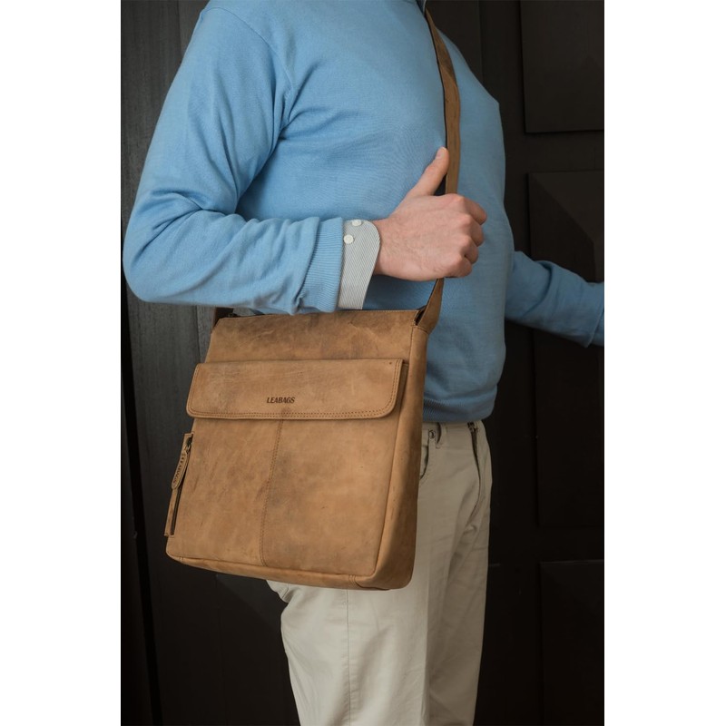 LEABAGS Los Angeles genuine buffalo leather messenger bag in vintage
