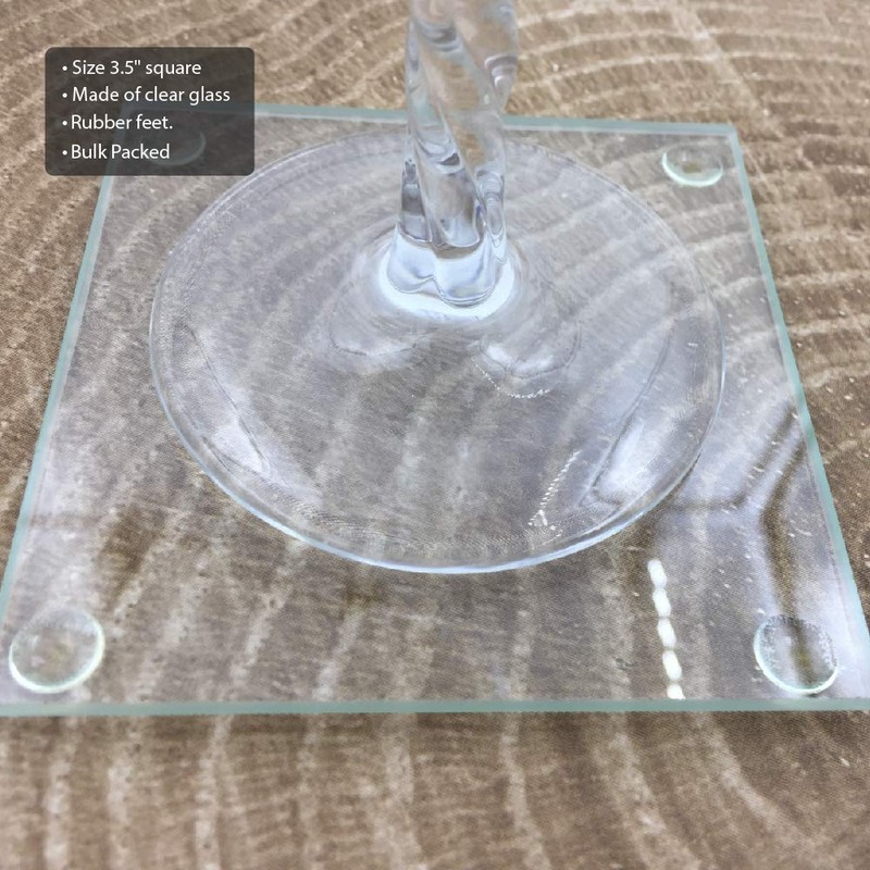FASHIONCRAFT Perfectly Plain Collection Glass Coasters – Square Coasters, Party