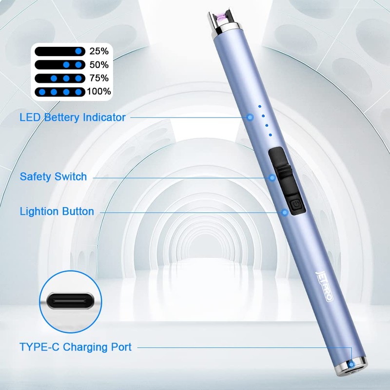 JETPRO USB Rechargeable Candle Lighter Electronic Arc Lighter Windproof Flameless