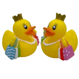 MIJOMA Set of 2 Bath Ducks Bath Toys, Hand Painted & Latex Free, Perfect for Parties, Birthdays, Christmas, Baby Showers & More - Great Bathroom Decoration, 8 cm High (Shopping)
