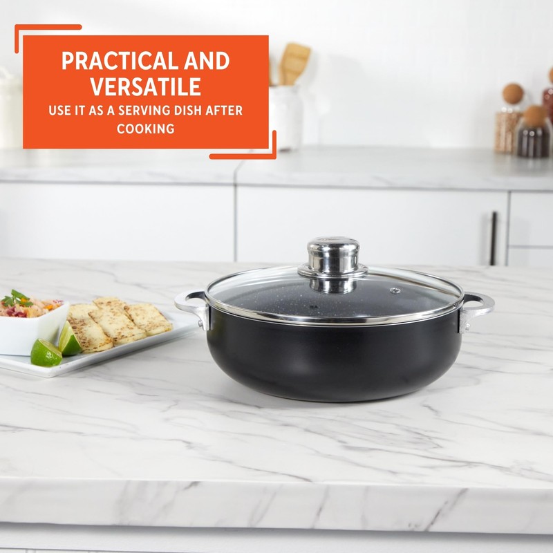 IMUSA 3.2Qt Bistro Ceramic Nonstick Caldero/Dutch Oven with Glass Lid,