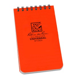Rite in the Rain Weatherproof Top-Spiral Notebook, 3" x 5", Orange Cover, Universal Pattern (No. OR35)