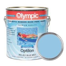 Olympic Pool Paint - Optilon - Blue Mist - 1 Gallon - Synthetic rubber-base swimming pool paint - value quality enamel for synthetic and chlorinated rubber, bare plaster and concrete pools.