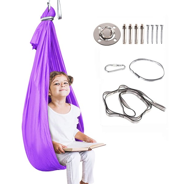 Aokitec Therapy Swing for Kids with Special Needs (Hardware Included) Snuggle Swing Cuddle Hammock Indoor Adjustable Aerial Yoga for Children with Autism, ADHD, Asperger, Sensory Integration