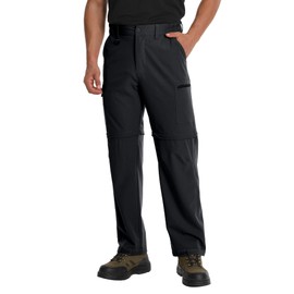 Mens Hiking Pants Convertible Quick Dry Zip Off Tactical Cargo Pants Water Resistant Lightweight Outdoor Pants with 6 Pockets (Black, 38W x 30L)