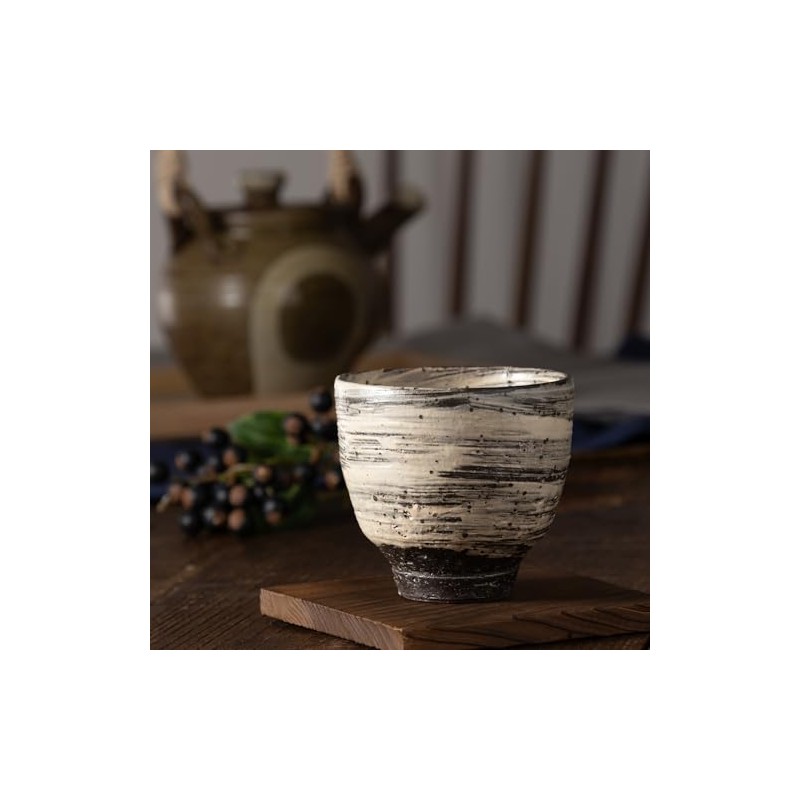 Marui Seikyo Shigaraki Ware Hechimon Tea Cup, Capacity Approx. 7.8