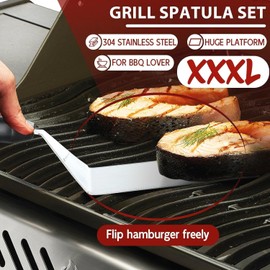 3 PCS Barbecue Smash Burger Set, Stainless Steel Burger Press, Smooth & Non-Stick Surface, Including Large Spatula, Professional Spatula, Burger Smasher, Grillspachtel for Meat Patty, Steak, Sandwich