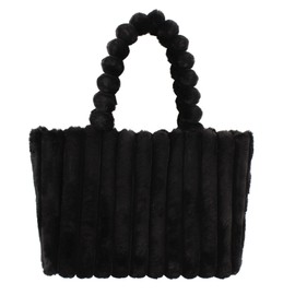 Meliyya Women's Cuddly Handbag Winter Tote Bag Warm Fluffy Shoulder Bag Large Women's Bag Plush Shopper Made of Faux Fur for University Work Girls School, 07377 Black