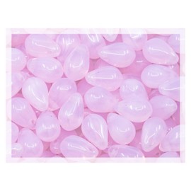 Czech 50-Piece Glass Beads, 6 x 9 mm, Teardrop Opal Gentle Pink