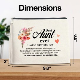 Best Aunt Gift - Aunt From Nephew Niece - Thank You for Aunt - Best Aunt Makeup Bag for Birthday Christmas Mother's Day - Best Aunt Ever Cosmetic Bag Makeup Zipper Pouch