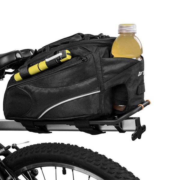 BV Bike Commuter Carrier Trunk Bag with Velcro Pump Attachment, Small Water Bottle Pocket & Shoulder Strap…