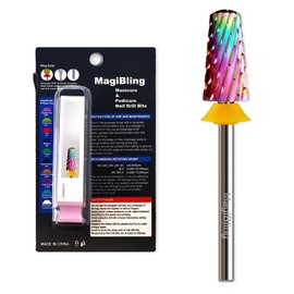 MagiBling Cross Cut Tapered Barrel 3/32'' Safety Tungsten Nail Drill Bits, Round Top, Remove Gel Fast, Left Right handed, Suitable for Manicure Pedicure Cuticle Gel Polishing, Grit: Double Coarse.