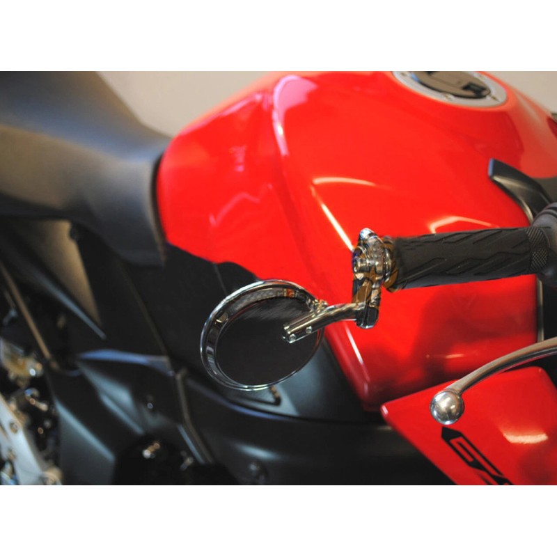 KEEPDSGN 7/8" Bar End Chrome Motorcycle Rearview Mirror Fit For