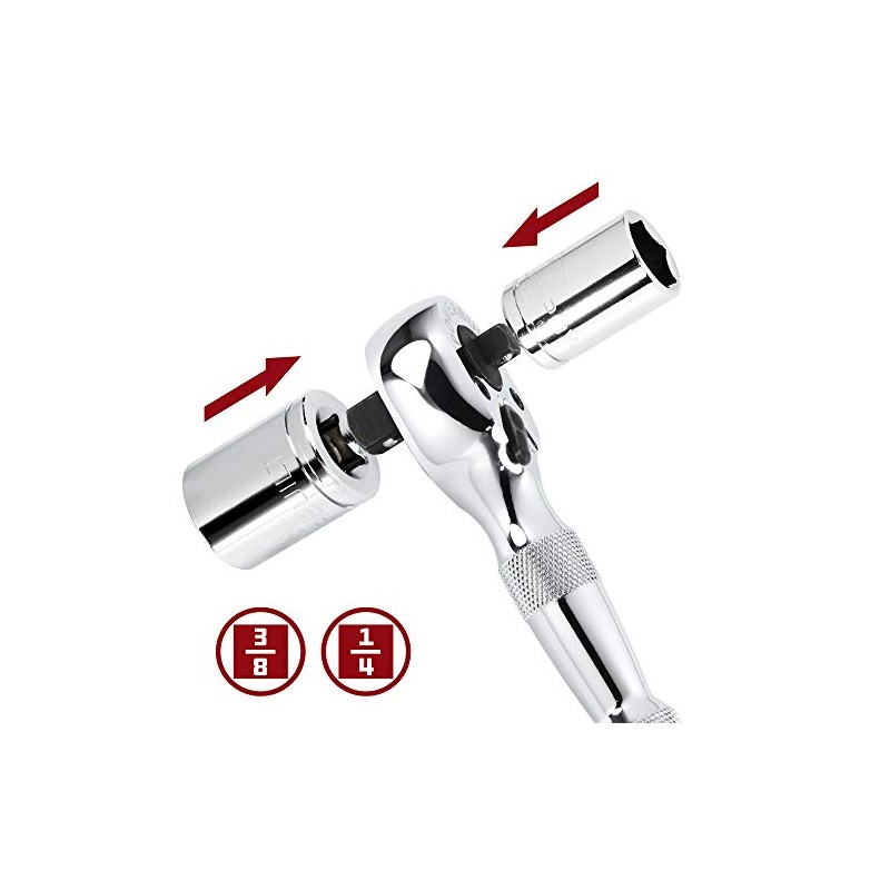 Powerbuilt Ratchet Stubby carraca de doble cabeza, unidad de 1/4