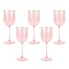 Pink Wine Cup with Gold rim Plastic Wine Glasses Set