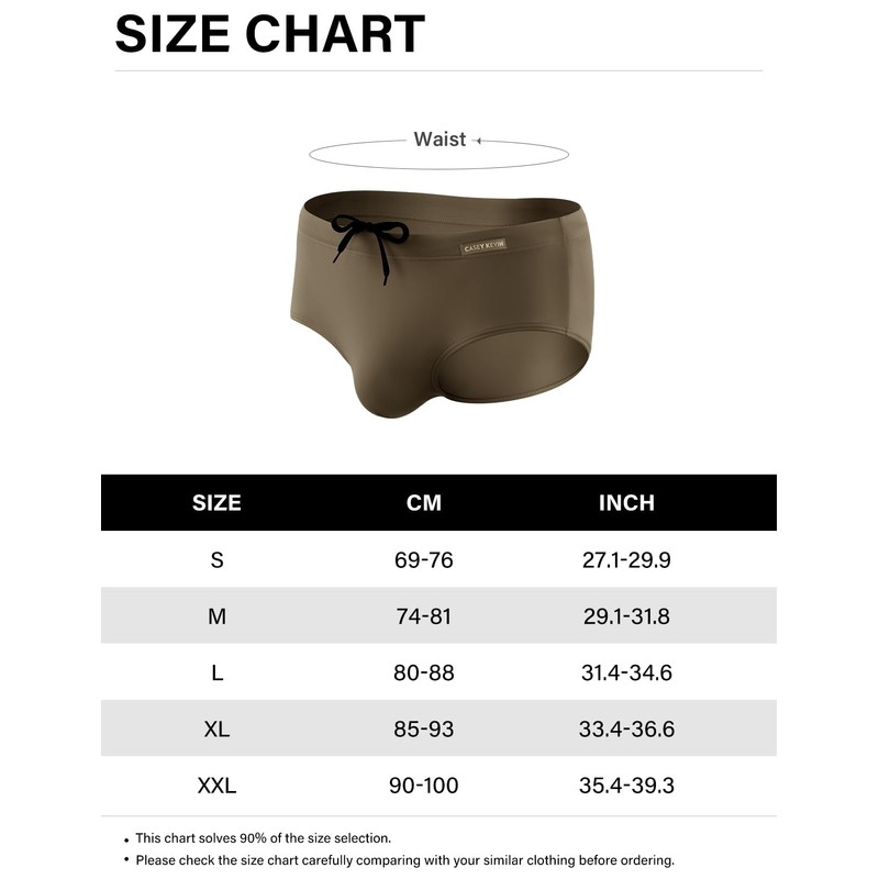 Casey Kevin Men's Solid Swim Briefs Elastic Drawstring Board Surf