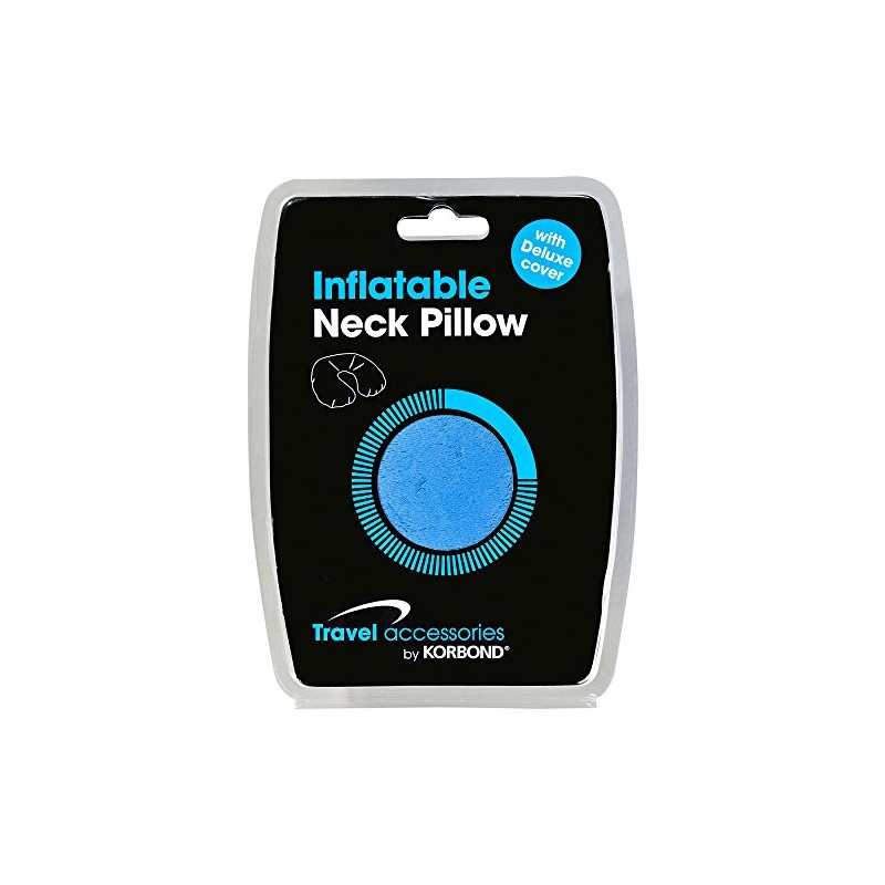 Korbond Deluxe Inflatable Neck Travel Pillow, 18 cm, Blue