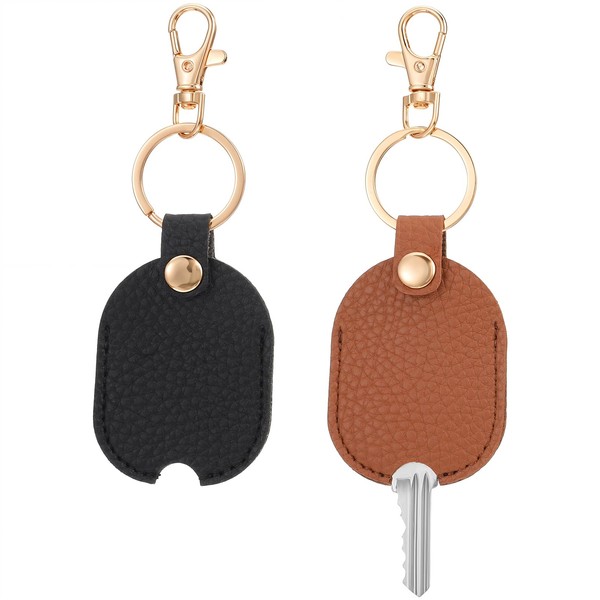 Pack of 2 Universal Car Key Case Protective Leather Keyring