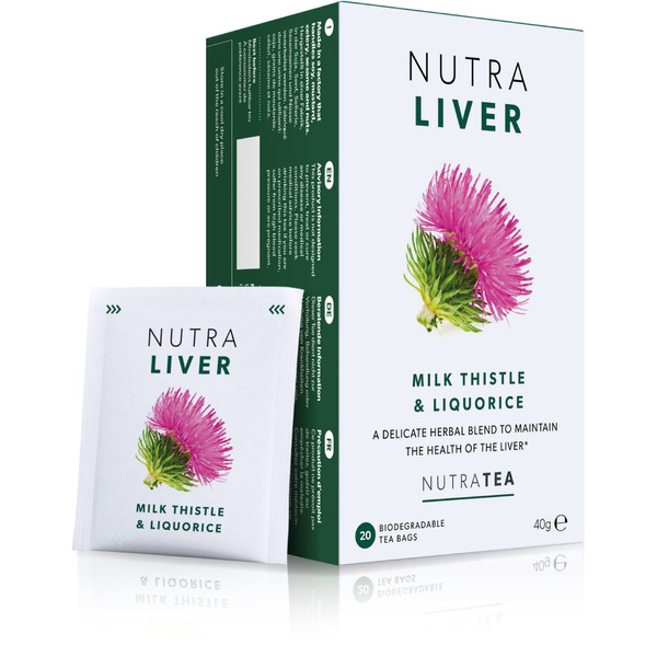 NUTRALIVER - Liver Detox Tea | Liver Cleanse Tea – For Liver Cleansing and Liver Support – Includes Milk Thistle, Turmeric & Fennel - 40 Enveloped Tea Bags - by Nutra Tea - Herbal Tea - (2 Pack)